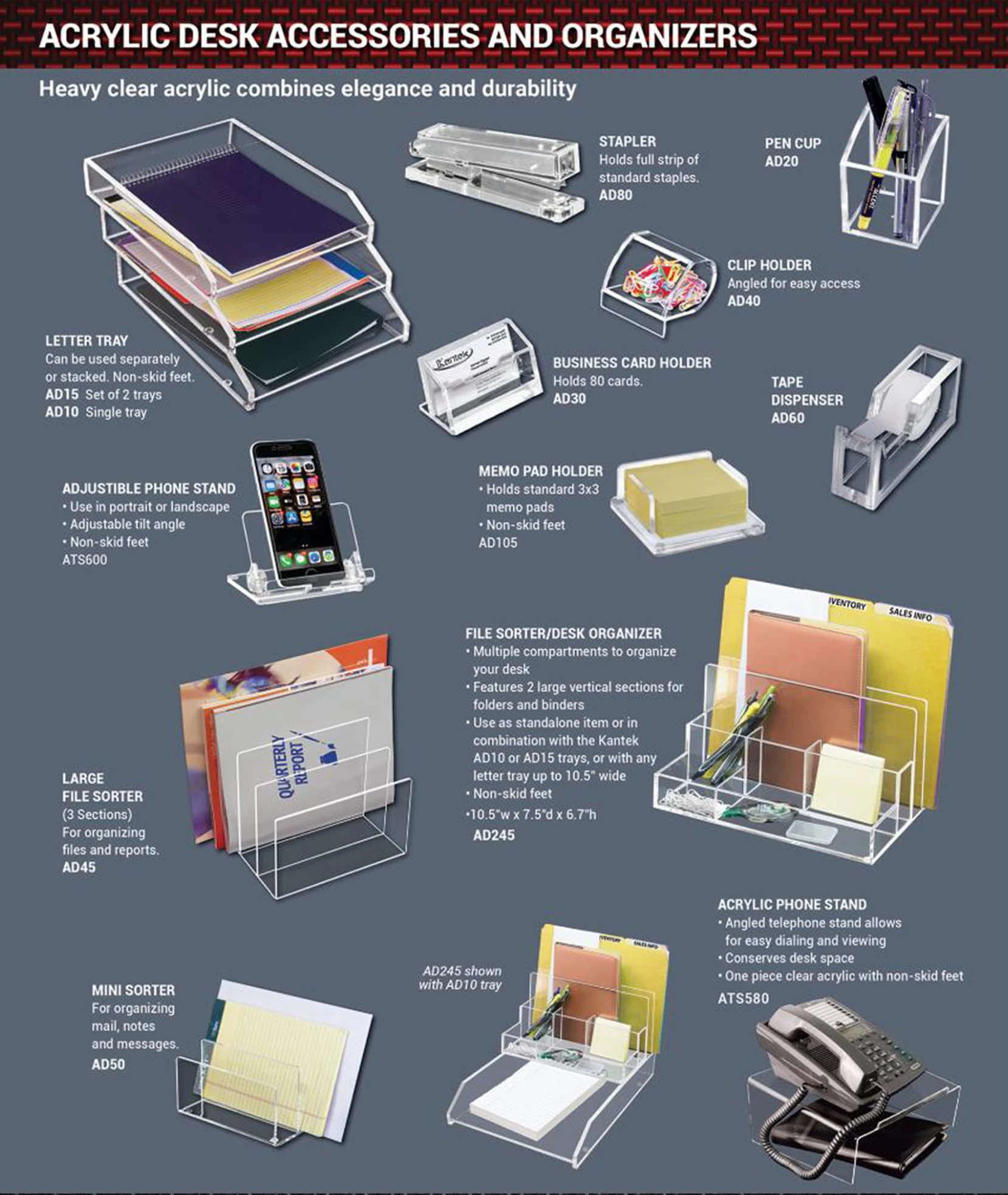 Clear Acrylic Desk Stapler Large Capacity Office Acrylic Organizer Holds Standard Acrylic Staples