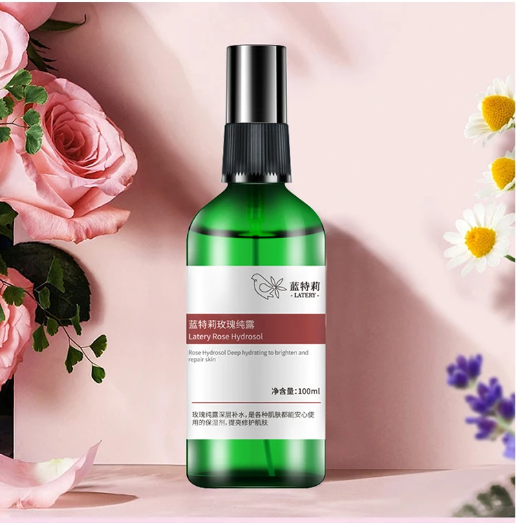 Custom logo 100% Organic Natural Rose Water Spray Facial Toner Moisturizing Rose Hydrosol for home use
