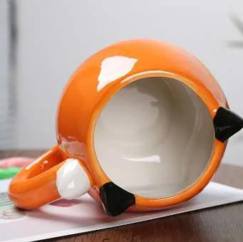 Drinkware 3D Cartoon Custom Cute Fox Cup Creative Animal Shape Coffee Mugs Supplier High Quality Ceramic Mug
