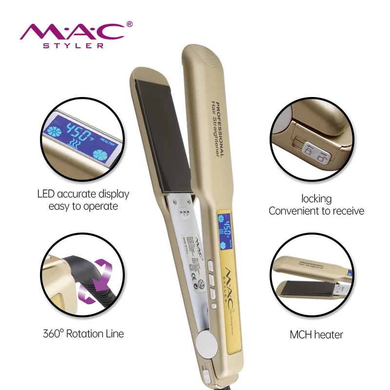 Профессиональный Выпрямитель для волос MAC gold titanium оптовая продажа фирменная марка 450F плоский утюжок