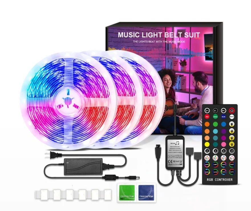 
10 m American Standard 5050 300 light +44 key controller + 5A adapter music lights led bar rgb led strip 