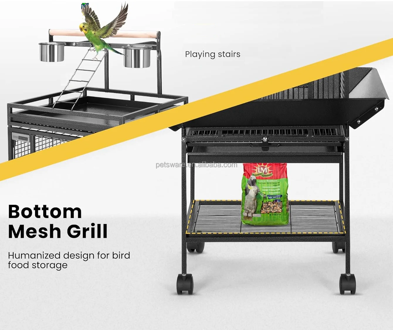 Play Top Roof Parrot Aviary Bird Cage