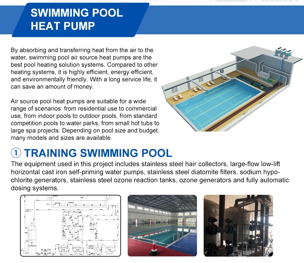 GRAT Air to Water commercial Heatpump Swimming Pool Heater Heat Pump R32 DC Inverter Air Source Titanium Heat Exchanger Electric