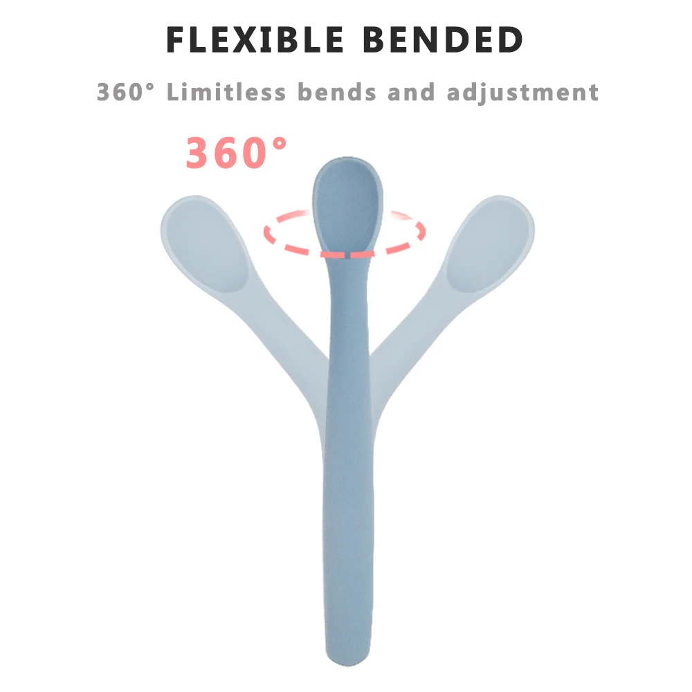 Wholesale With PP Box BPA Free Safe Soft Bendable Baby Spoon Silicone Spoon For Babies