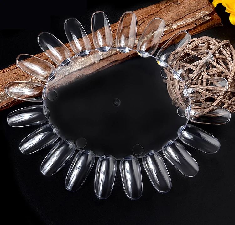 20pcs Natural Circle ABS Plastic Nail Polish Color Palette Chart Oval Nail Color Display Practice Wheel Board
