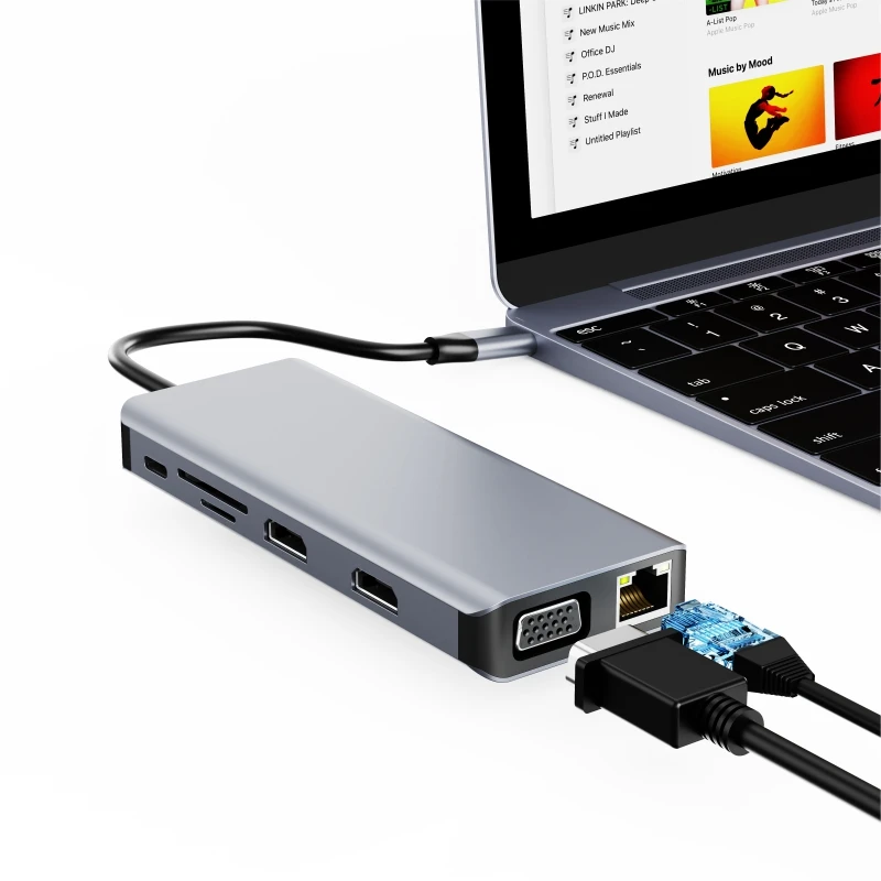 Docking Station 12 in 1 USB C Hub 2 HDMI VGA RJ45 Gigabit USB 3.0 Hub SD TF PD 87W Type C USB Hub