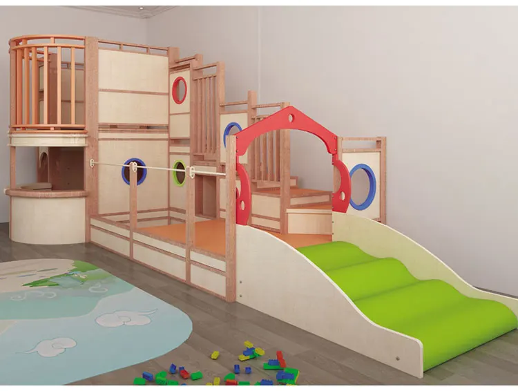 Moetry Singapore Hot Sale Preschool 2-Story Play Fort Low Loft Bed for Toddlers Kindergarten Play Furniture