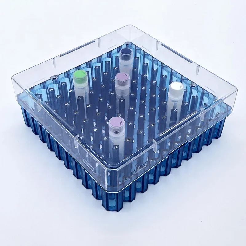 100 places Square microtube storage boxes laboratory in Polycarbonate Tube Cryogenic Vial Storage