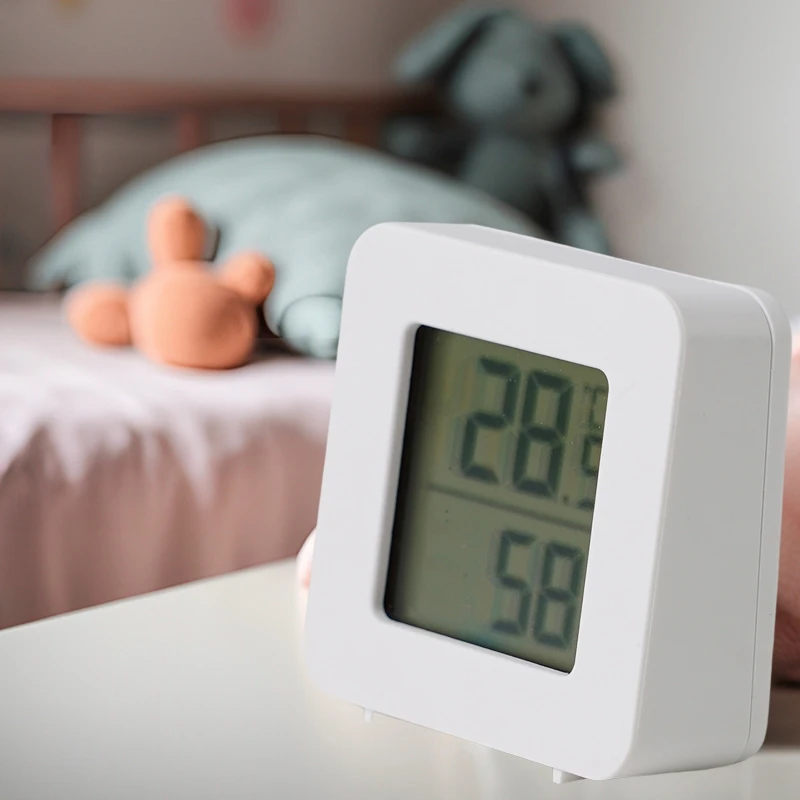 Mini Square Digital Thermometer and Hygrometer for Home and Office Use Cooking Friendly Plastic Household Thermometer