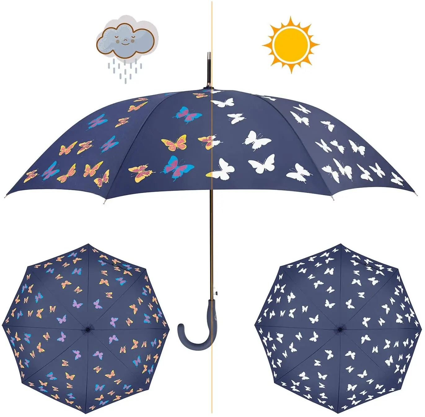 Customizable logo high grade umbrella butterfly printing umbrella sombrillas lightweight strong umbrella with 8 bones