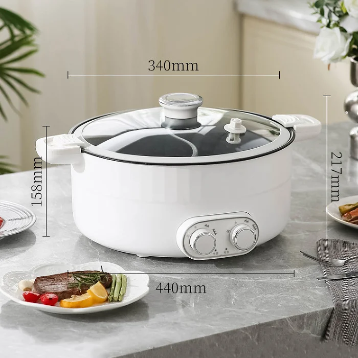 New Product 6L Big Capacity Multi functional Non Stick Coating 1400 W Electric Cooking Pot With Knob Control