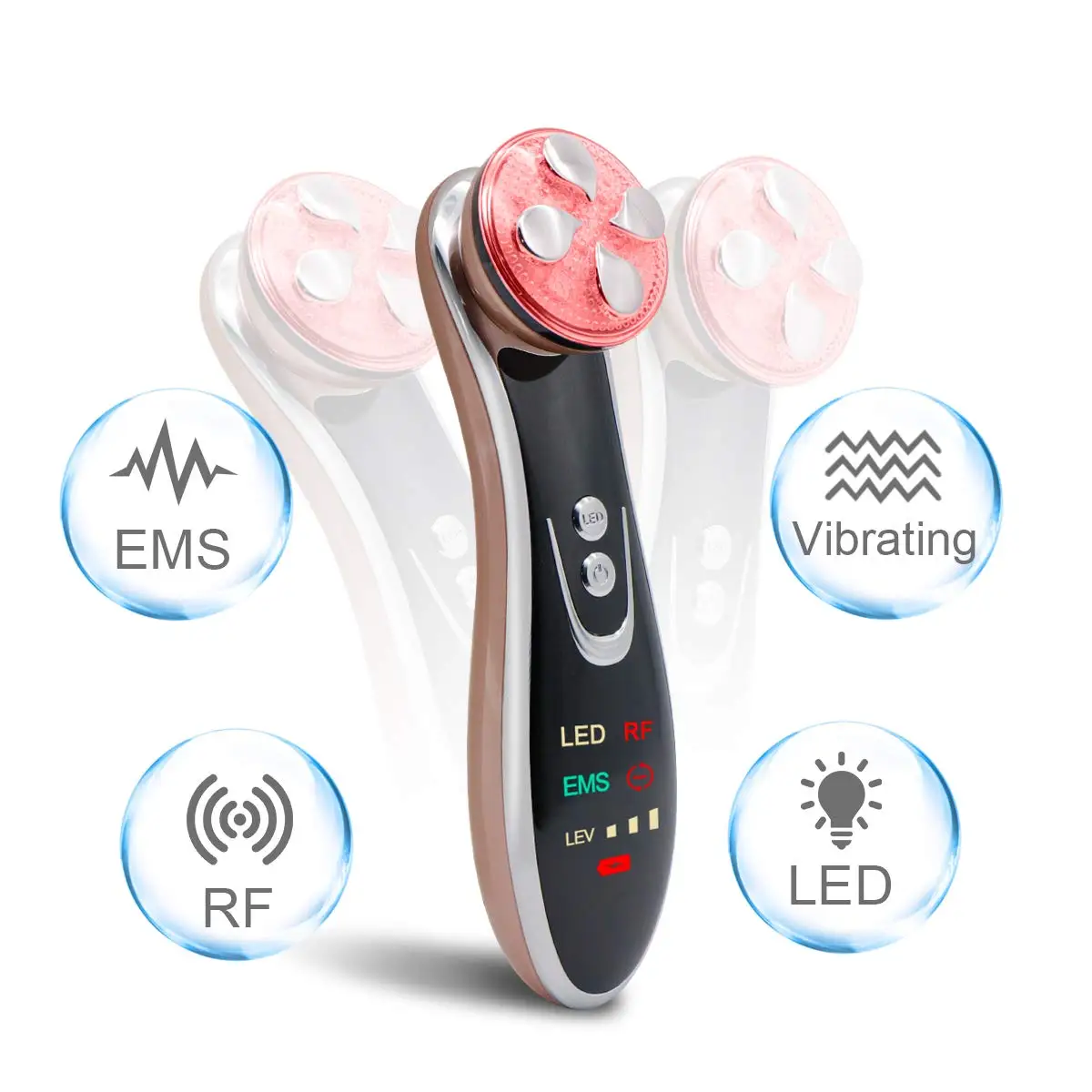 Radio Frequency Facial Massager 4 In 1 RF Skin Tightening Machine Ems High Frequency Facial Lifting Massager