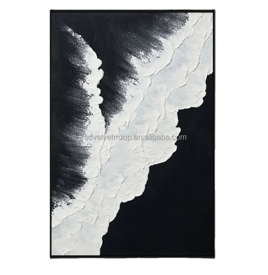 Heavy Textured Canvas Modern Black And White Wall Decor Artist Italian Abstract 3D Wabi Sabi Handmade Oil Painting Still Life