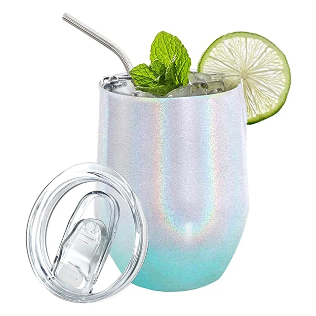 
Wholesale customized 12oz Stemless stainless steel wine mug with straw 