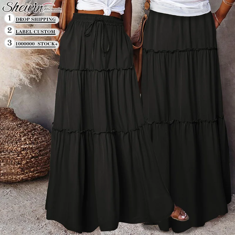 Wholesale Fashion Side Split High Waist Wrap Skirts Women Elegant Maxi Long Skirt
