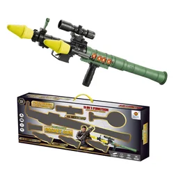 Kids interactive outdoor toys pretend military rocket launcher soft bullet gun with lights and sounds