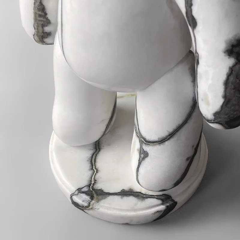 2024New violent bear doll natural marble fish belly white gold porch living room decoration tabletop TV cabinet light luxury