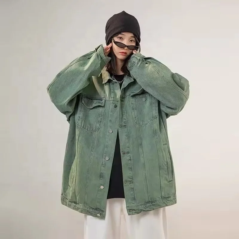 2024 Jean Jackets for Women Fashion Denim Jacket Western Oversized Shacket Jacket Button Up with Pockets