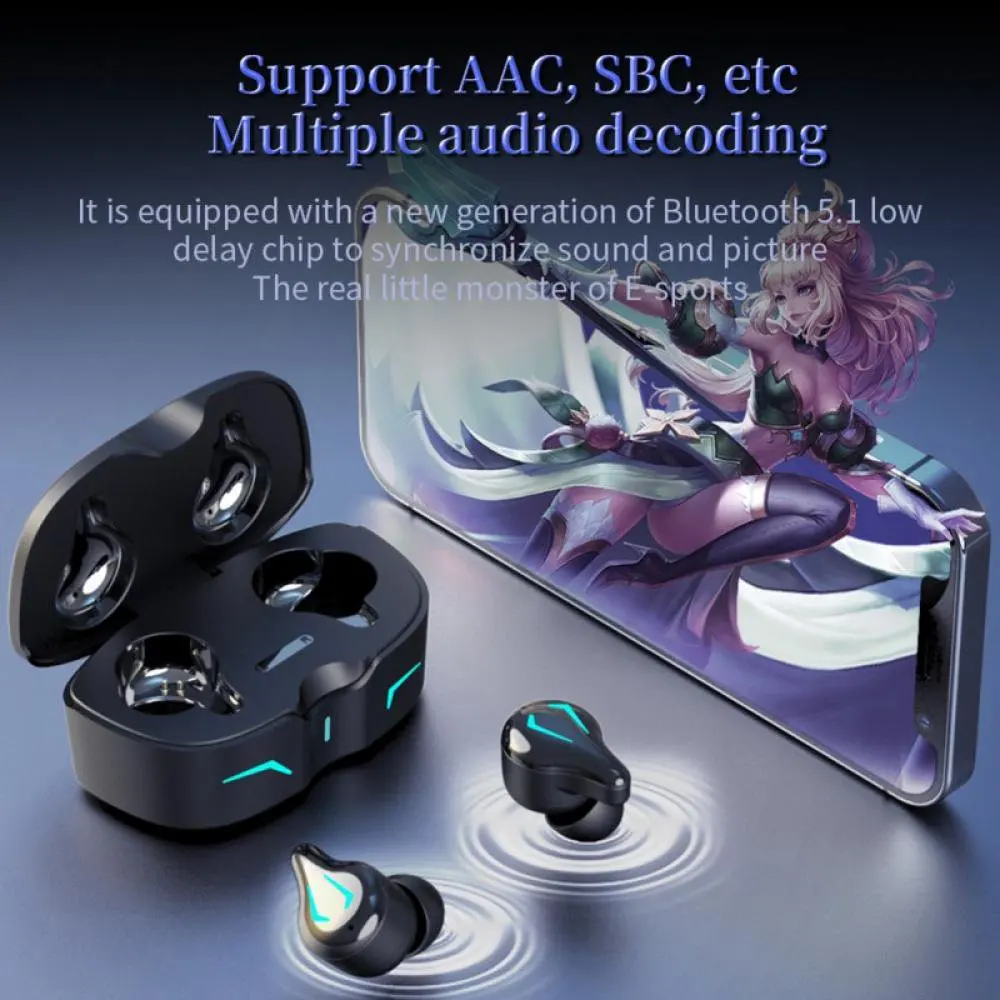 Low latency stereo sound anc mini wireless in-ear sports headphones with microphone