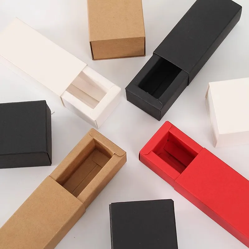 Universal empty Drawer packaging black/white/red/kraft paper small cosmetic box lip gloss oil tube bottle Lipstick Gift boxes