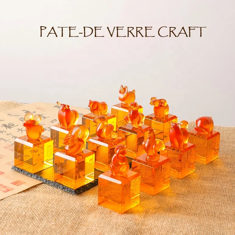 Jadevertu color glaze liuli souvenir tiger crystal decoration tiger glass decoration pet souvenir