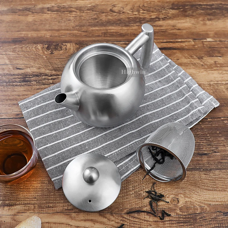 HIGHWIN 500ml 1000ml 1500ml Tea Pot Stainless Steel Teapot with Removeable Infuser