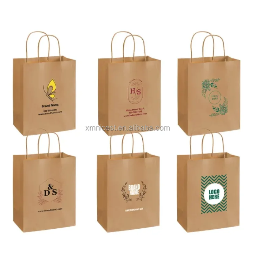 Paper Bags For Snack Wholesale Custom Logo Eco Friendly Recyclable Bio-degradable Brown Fast Food Take Away Kraft Paper Bag