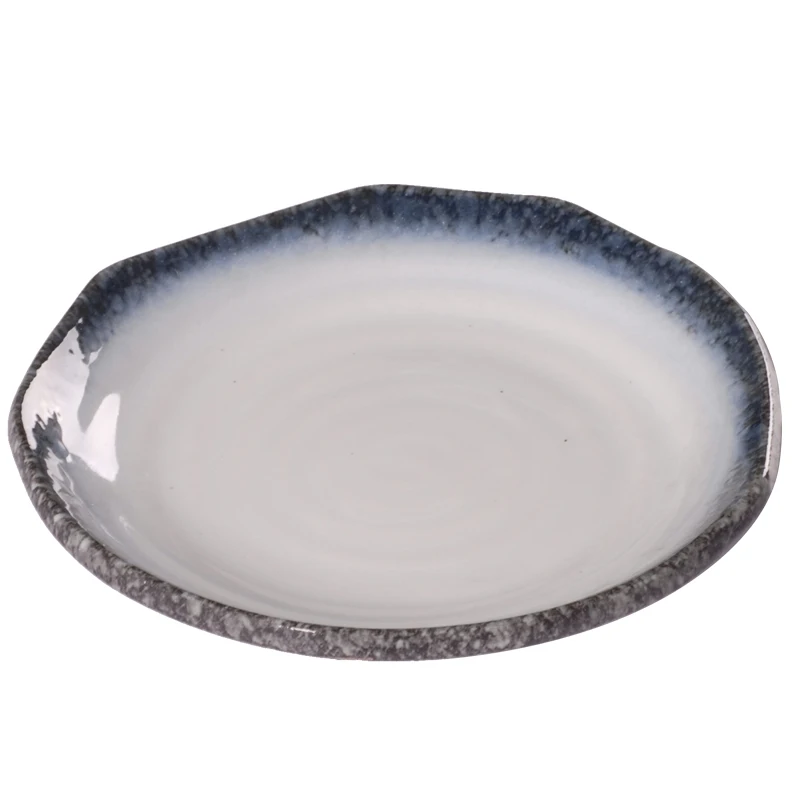 Asian cuisine and japanese ceramic dinnerware round flat side plate sushi dish