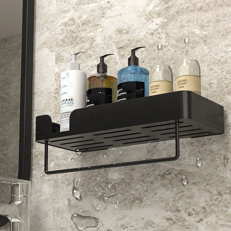 Free Combination Aluminum Alloy Black Shower Caddy Shampoo Storage Bathroom Organizers Corner Shelf