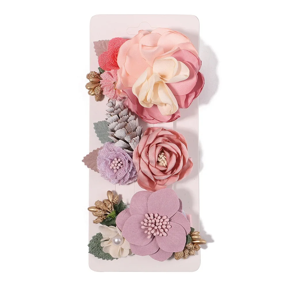 New Design Simulation Head Flower Wedding Diy Clothing Accessories Cloth Flower Brooch Jewelry Hair Accessories Clip