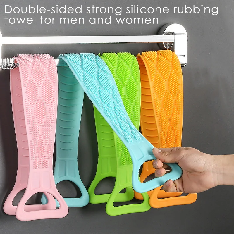 Exfoliator Massage Double Sided Shower Back Sponge Back Washer Body Brush Long Back Silicone Bath Scrubber