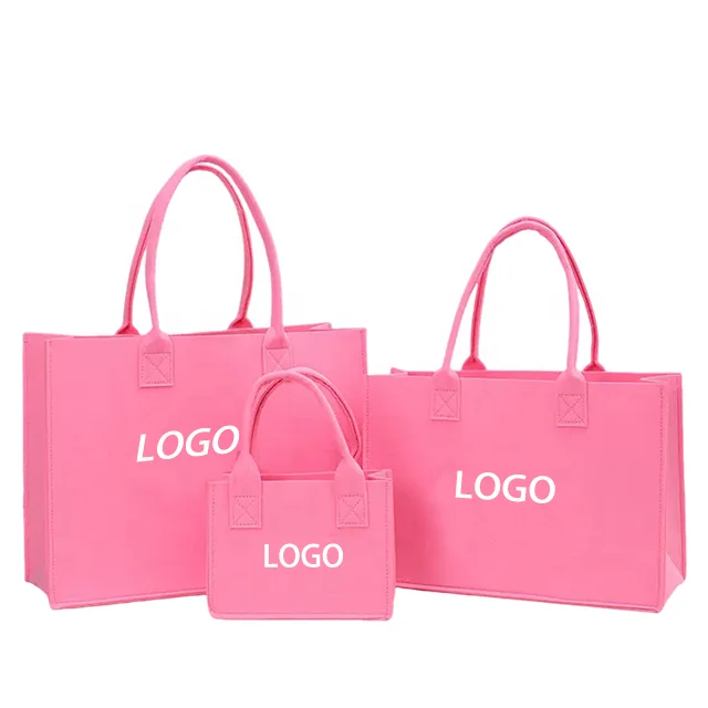 Factory Hot Selling Colorful Reusable New Trend Large Capacity Shopping Felt Tote Bag With Custom Logo