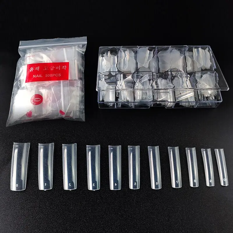 2023 hot popular designed cute xxl extra long square flat french nail tips half cover nail false tip french natural