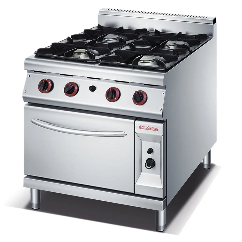 CRC-94G Stainless Steel 4 Burners Commercial Hotel Cooking Equipment Gas Cooker with Oven Suitable LPG or