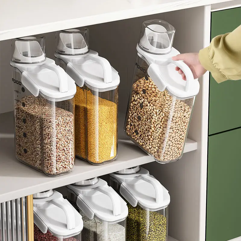 Grain Transparent Tank Rice Barrel Eco Friendly Plastic Bulk Food Storage Container Cereal Dispenser with silicone sealing ring