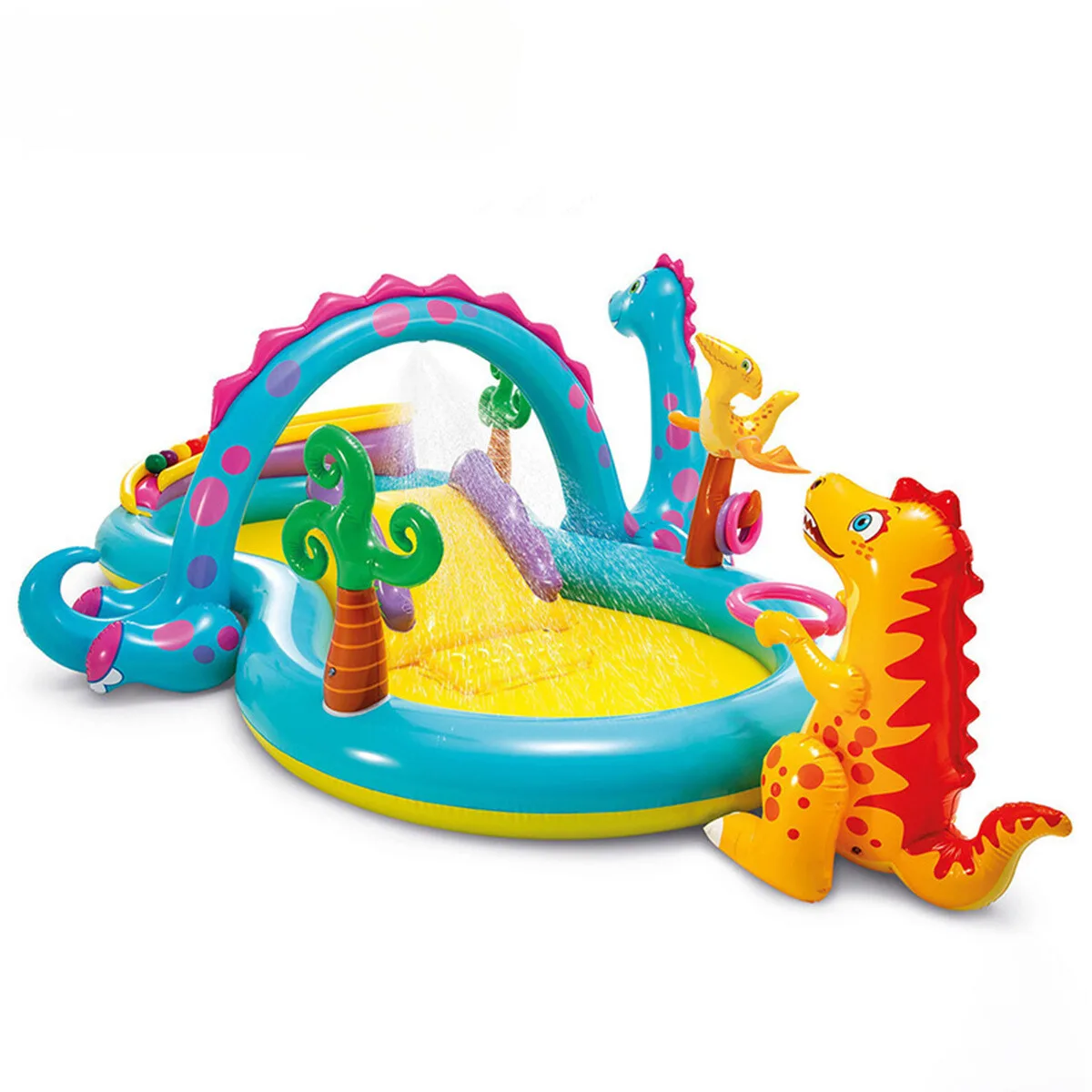 INTEX 57135 Dinosaur Park Outdoor Portable Inflatable Garden Play Kids Swimming Pool Swimming Water Slides Pool