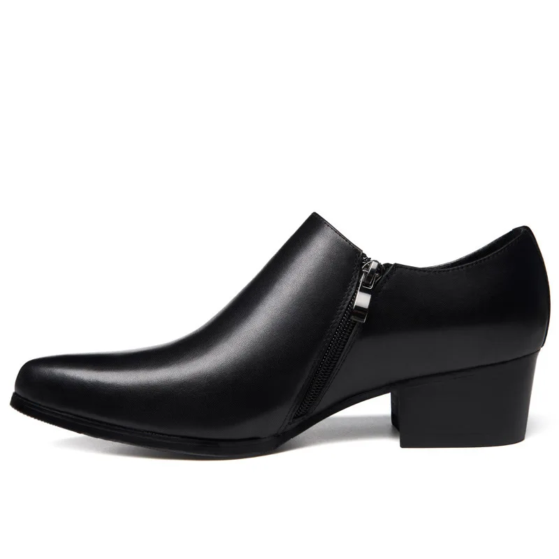 New casual leather hand made shoes for men genuine leather shoes for men dress high heel pointed toe shoes