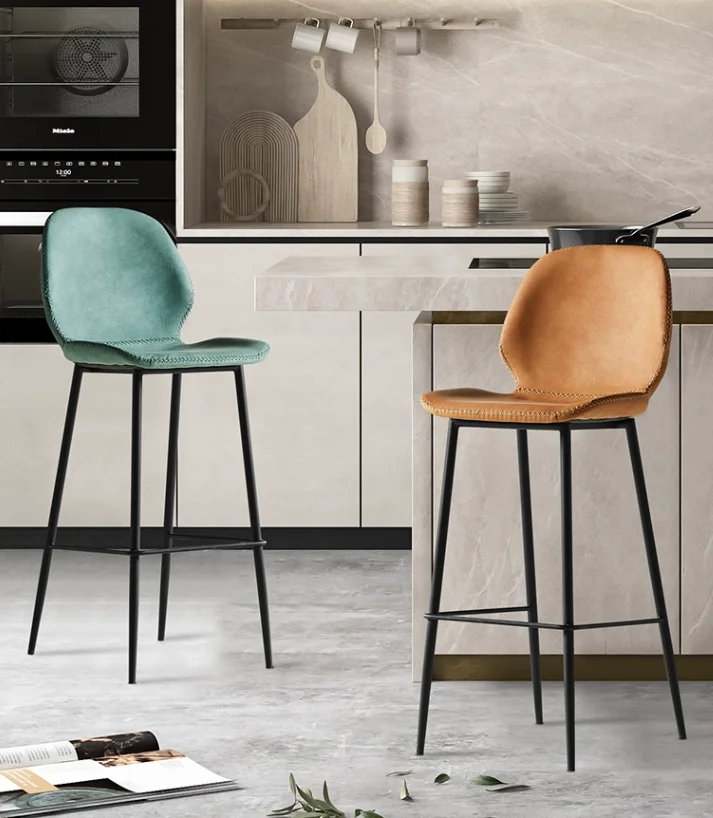 Modern Simple Backrest Bar Stool Home Fashion Iron Art Bar Stool High tall bar chairs for kitchen modern