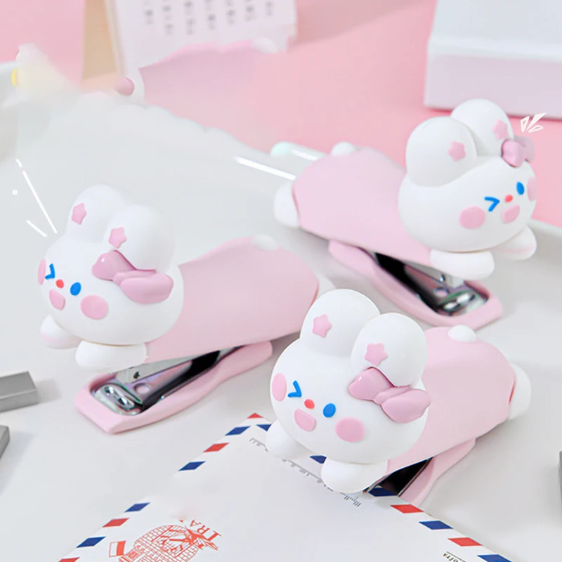 Latest Promotion Price Cartoon Rabbit Stapler Creative Cute Shape Mini Binding Machine Portable Labor Saving Small Stapler