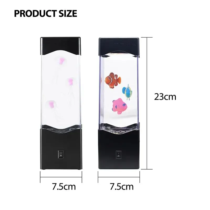 LED Mood Night Light Aquarium Table Lava Lamp Jelly Fish Jellyfish Lamp Table Portable USB Color Changing LED Fantasy Lighting
