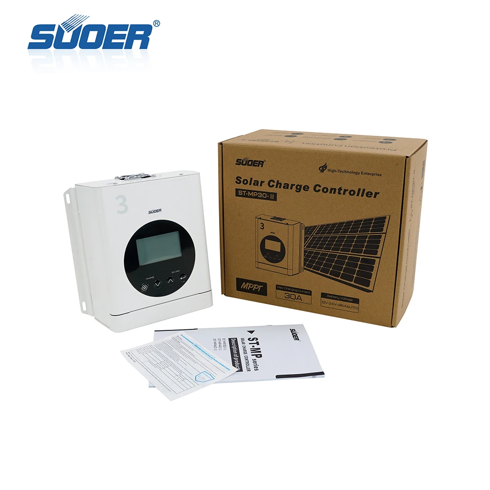 SUOER OEM MPPT/PWM 12v 24v 20a 30a 40a 60a 80a 100a charger controller with LCD Display solar charge controller