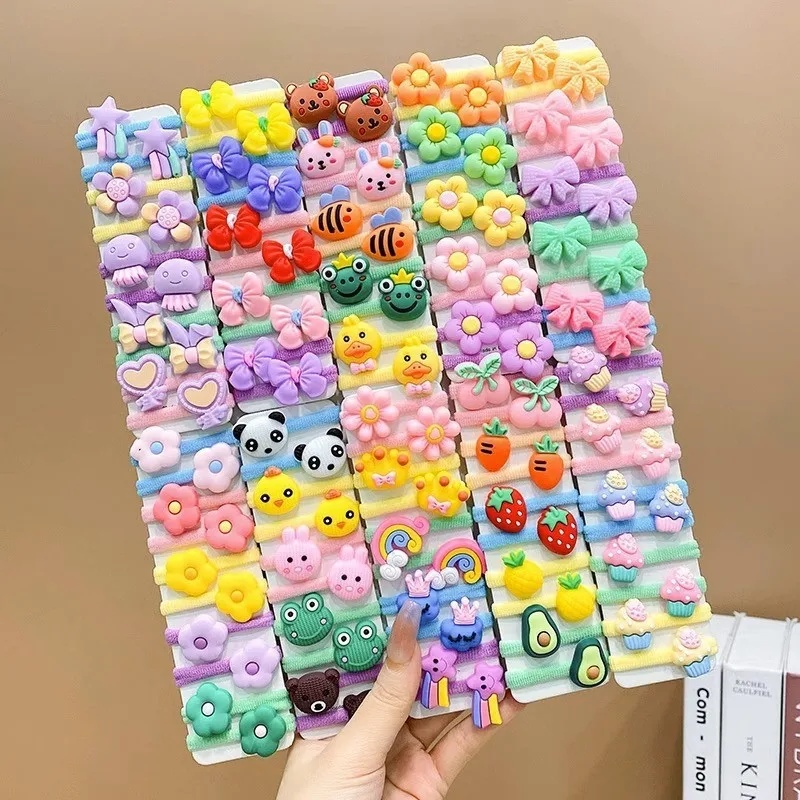 Wholesale Candy Color Elastic Rubber Band Animal Bow Flower Fruit Ice Cream Hair Ties For kids
