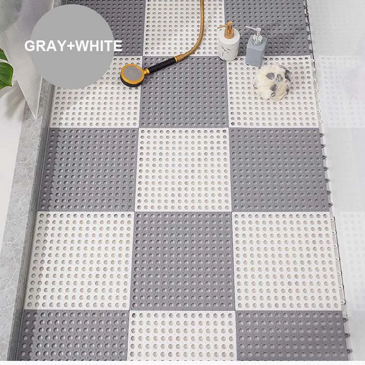 New Product Ideas 2024 Home Hotel Plastic Non Slip Drain Hole DIY Square TPE Floor Bathroom Rug Shower Massage Bath Mat