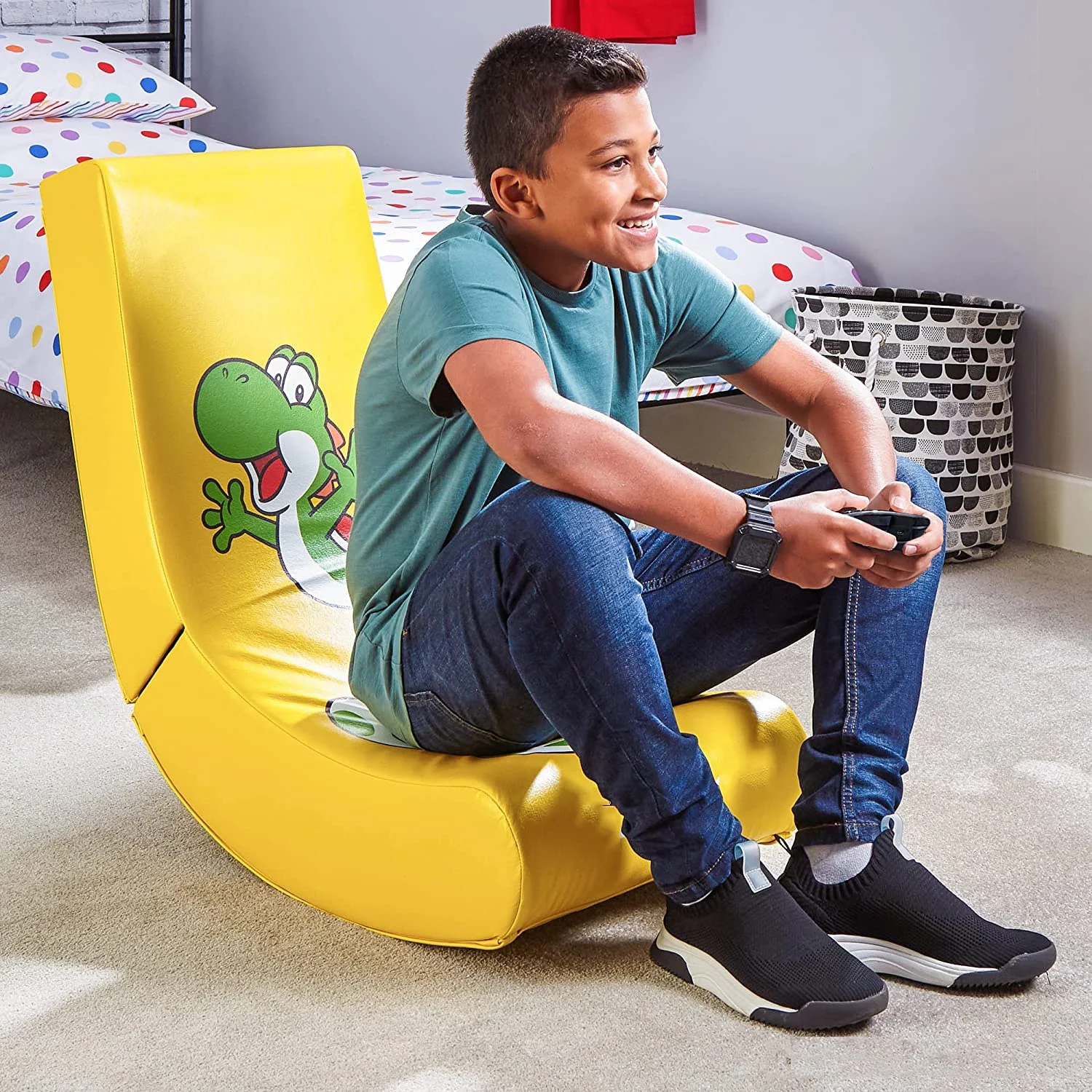 Custom Russia Official Video Rocker Yellow Black Leather Bluetooths Speakers Gaming Stuhl Space Saving Foldable Floor Gaming Cha