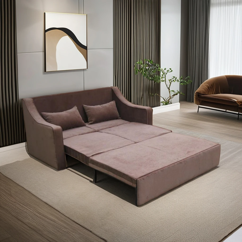 High Quality Modern Queen Size Soft Mattress Fabric Sofa Bed Durable Wooden Structure with High-Strength Metal for Home Hotel