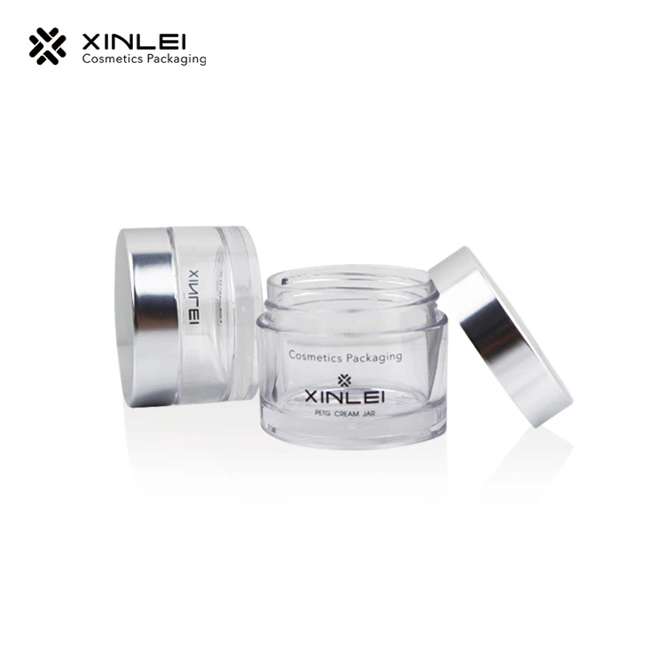 Luxury Packaging customization Cosmetic Small Empty Cream Container Plaspersonal skin care jar transparent petg clear round jar