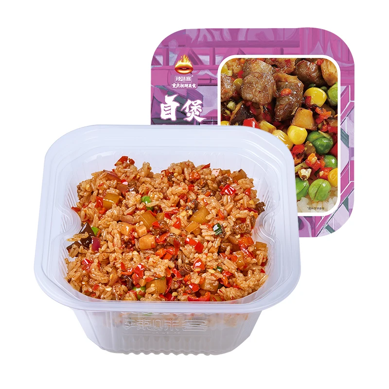 Instant food beef with chopped pepper self heating Little pan rice, self cooking rice 320g instant rice