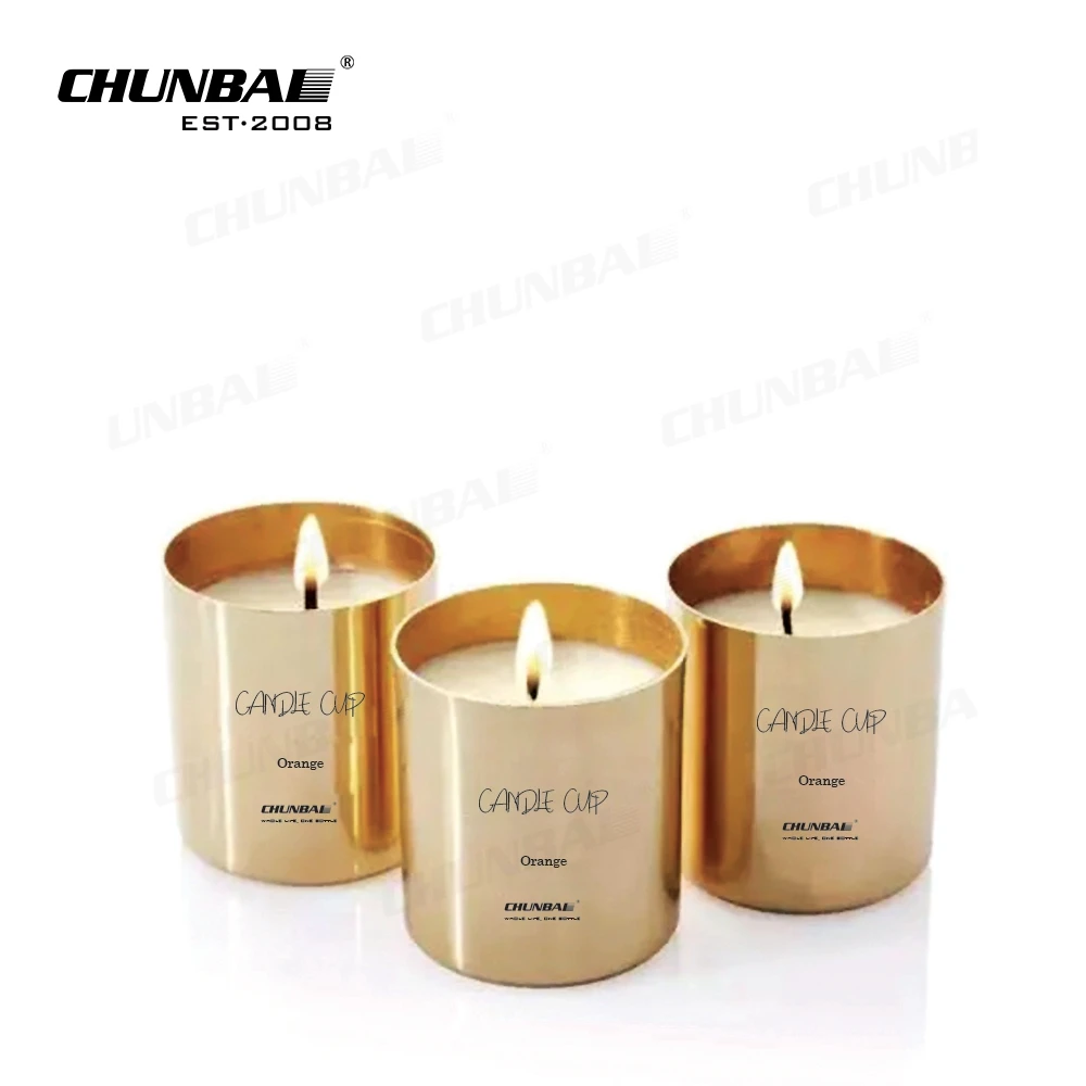 10 Oz Luxurious Elegant Steel Custom Empty Logo Copper Gold Metallic Status Tin Can Holders Lanterns Metal Candle Jars With Lid