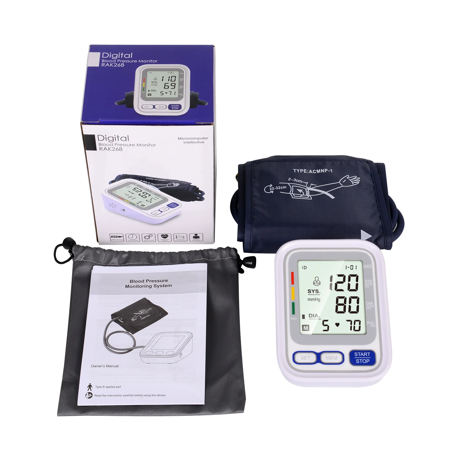
szkia Automatic Digital Blood Pressure Monitor Upper Arm digital blood pressure machine electronic sphygmomanometer 