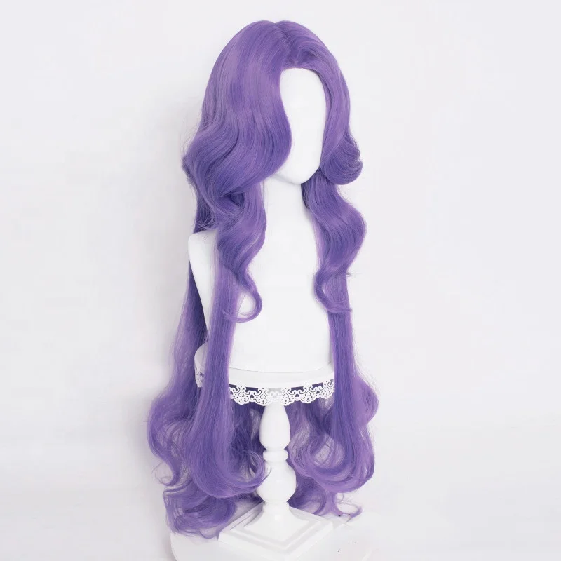 Wholesale Game League of Legends LOL Wig 100cm Long Curly Purple Syndra Peluca Cosplay Synthetic Anime Heat Resistant Wig